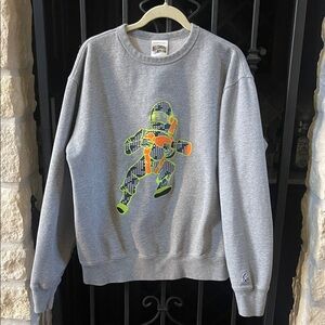 Billionaire Boys Club Gray Crewneck Sweater with Neon Graphic